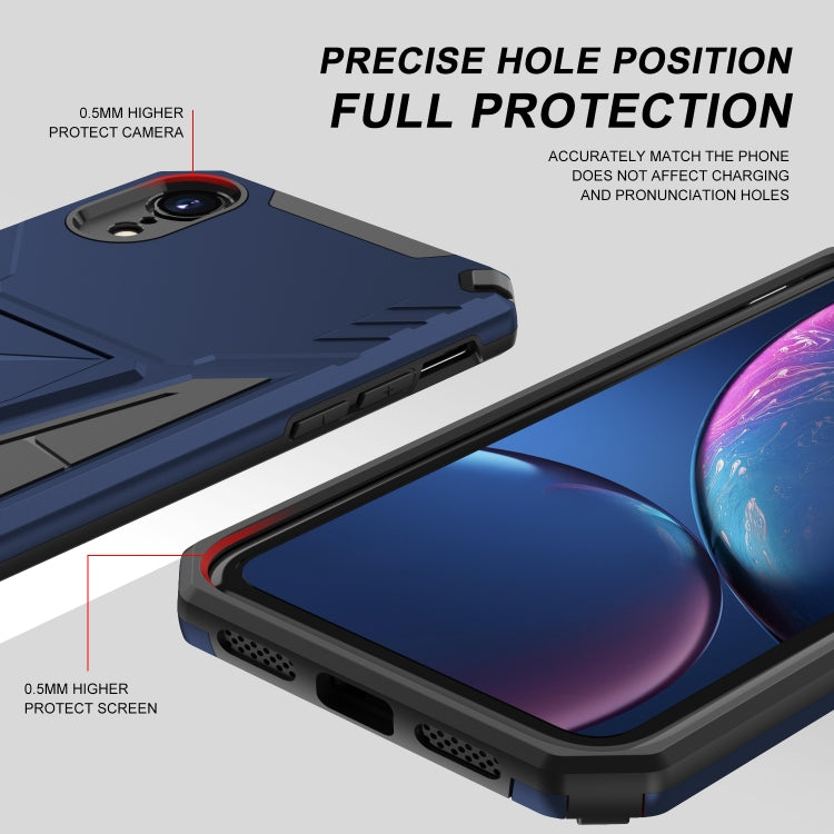 For iPhone XR Super V Armor PC + TPU Shockproof Case with Invisible Holder