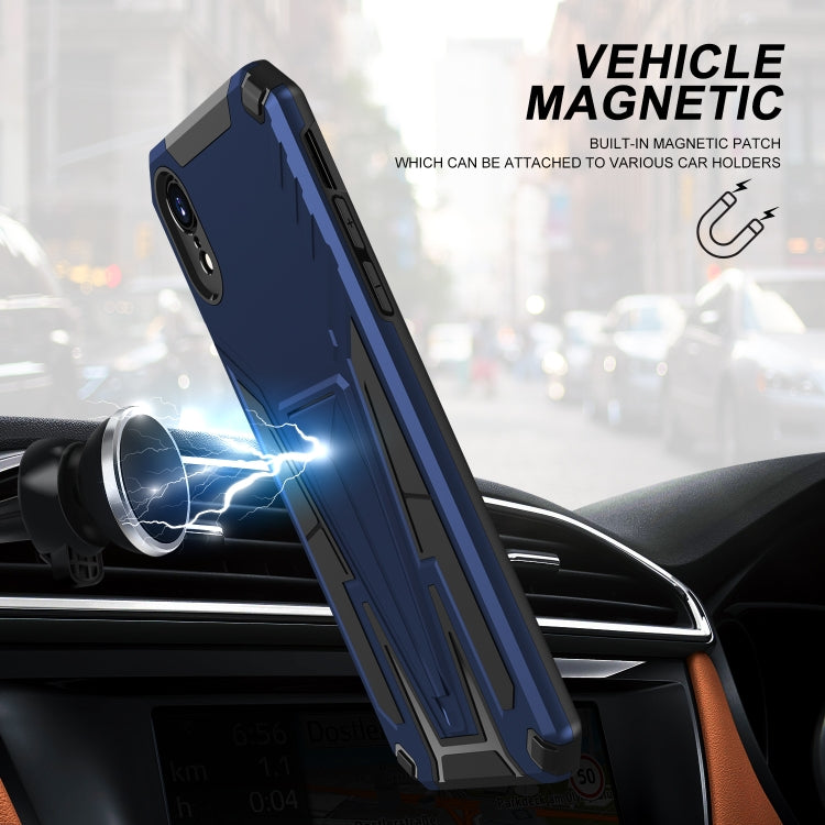 For iPhone XR Super V Armor PC + TPU Shockproof Case with Invisible Holder