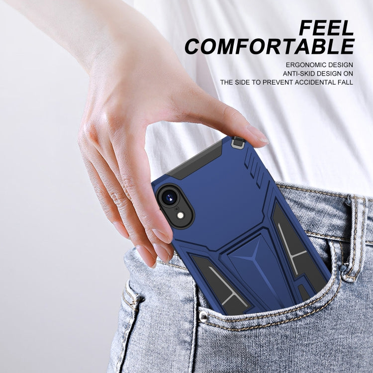 For iPhone XR Super V Armor PC + TPU Shockproof Case with Invisible Holder