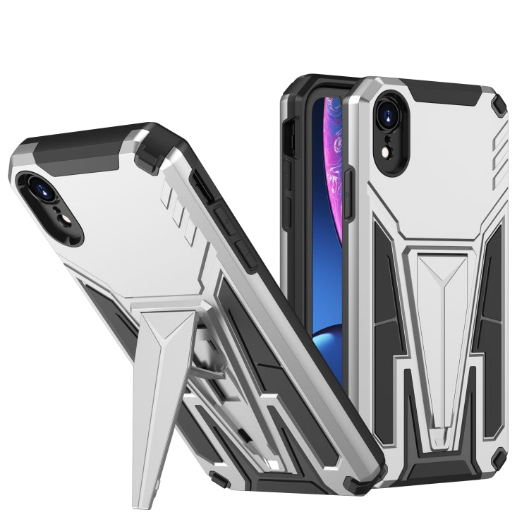 For iPhone XR Super V Armor PC + TPU Shockproof Case with Invisible Holder