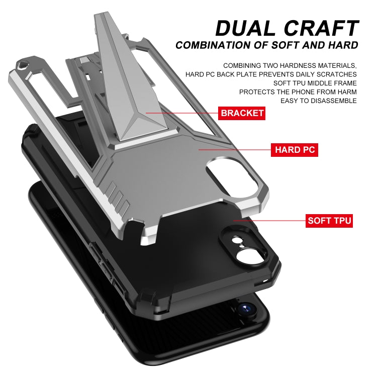 For iPhone XR Super V Armor PC + TPU Shockproof Case with Invisible Holder