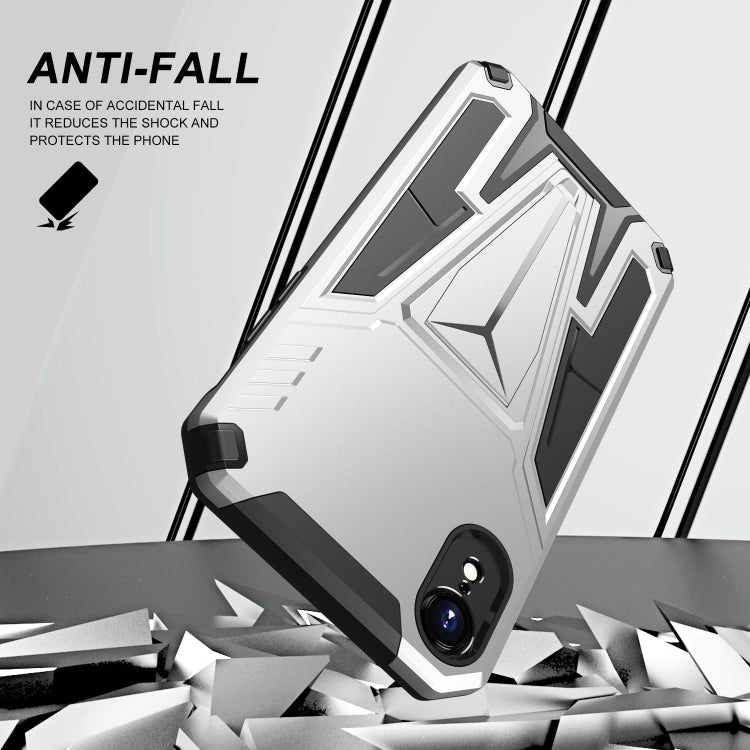 For iPhone XR Super V Armor PC + TPU Shockproof Case with Invisible Holder