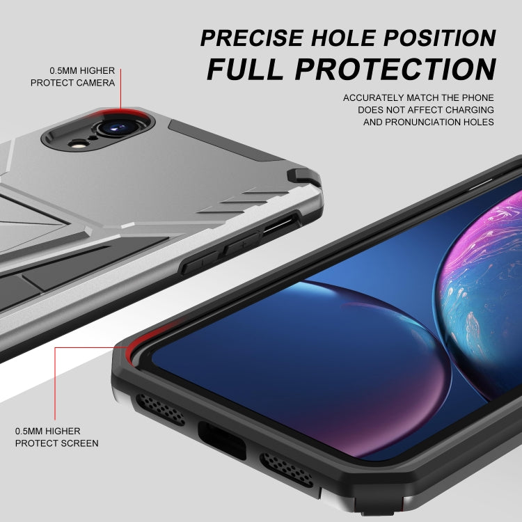 For iPhone XR Super V Armor PC + TPU Shockproof Case with Invisible Holder