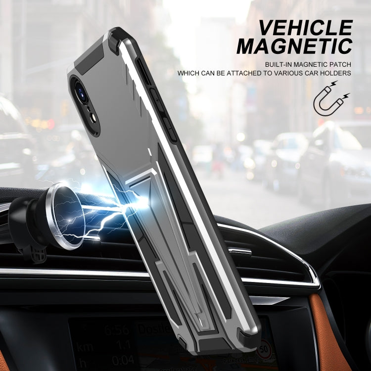 For iPhone XR Super V Armor PC + TPU Shockproof Case with Invisible Holder