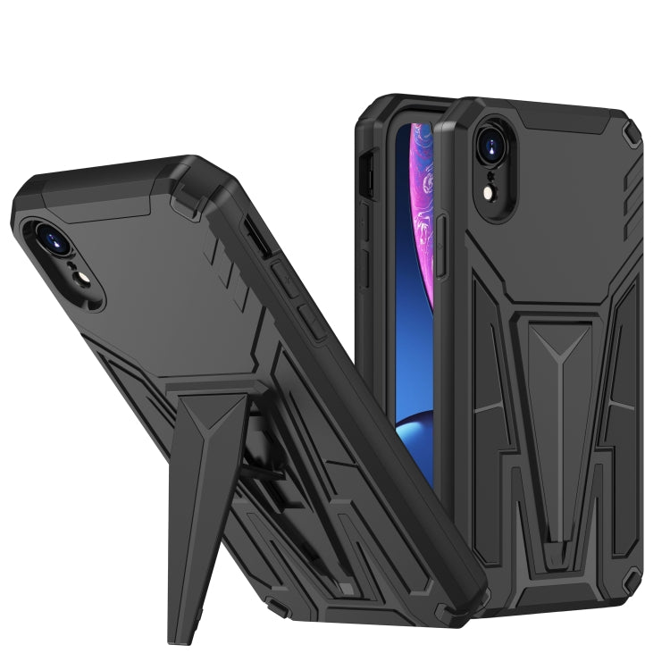 For iPhone XR Super V Armor PC + TPU Shockproof Case with Invisible Holder