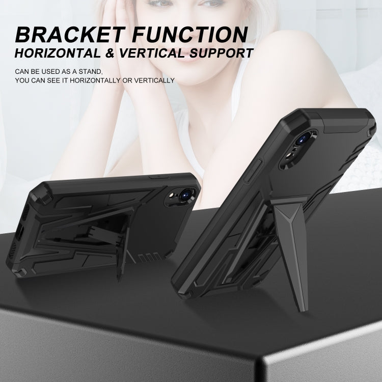 For iPhone XR Super V Armor PC + TPU Shockproof Case with Invisible Holder
