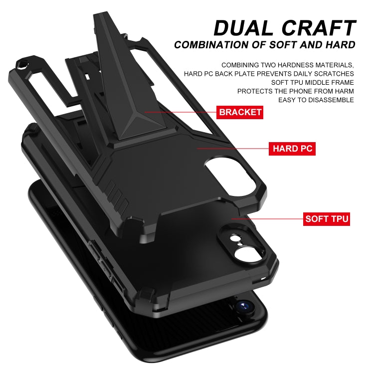 For iPhone XR Super V Armor PC + TPU Shockproof Case with Invisible Holder