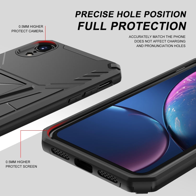 For iPhone XR Super V Armor PC + TPU Shockproof Case with Invisible Holder