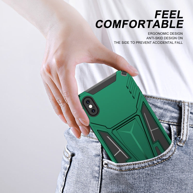 For iPhone XS Max Super V Armor PC + TPU Shockproof Case with Invisible Holder