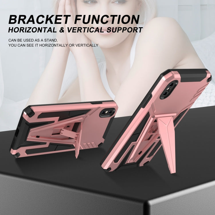 For iPhone XS Max Super V Armor PC + TPU Shockproof Case with Invisible Holder