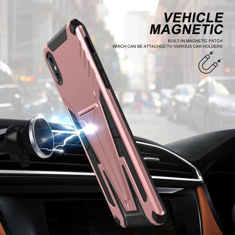 For iPhone XS Max Super V Armor PC + TPU Shockproof Case with Invisible Holder