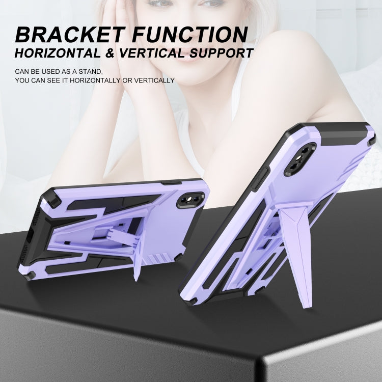 For iPhone XS Max Super V Armor PC + TPU Shockproof Case with Invisible Holder