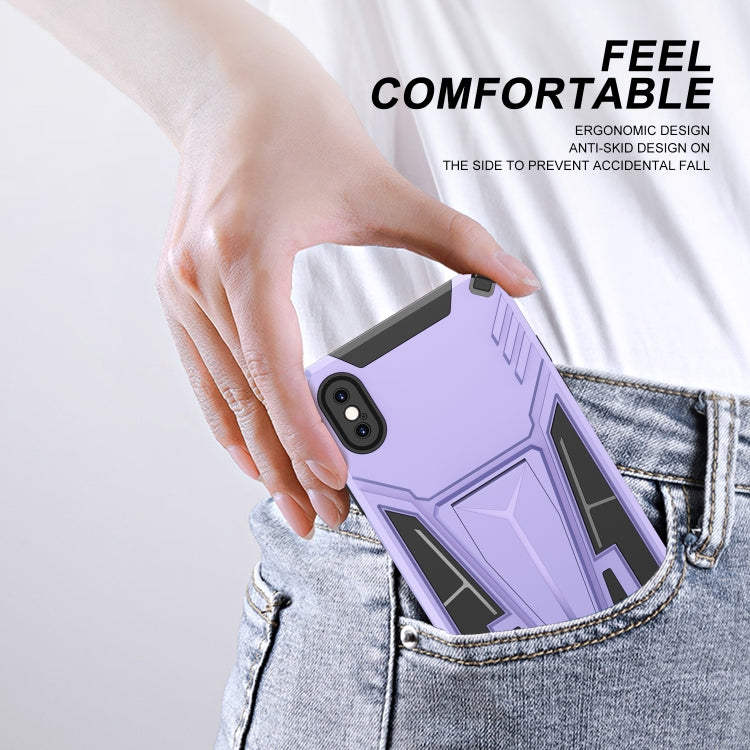 For iPhone XS Max Super V Armor PC + TPU Shockproof Case with Invisible Holder
