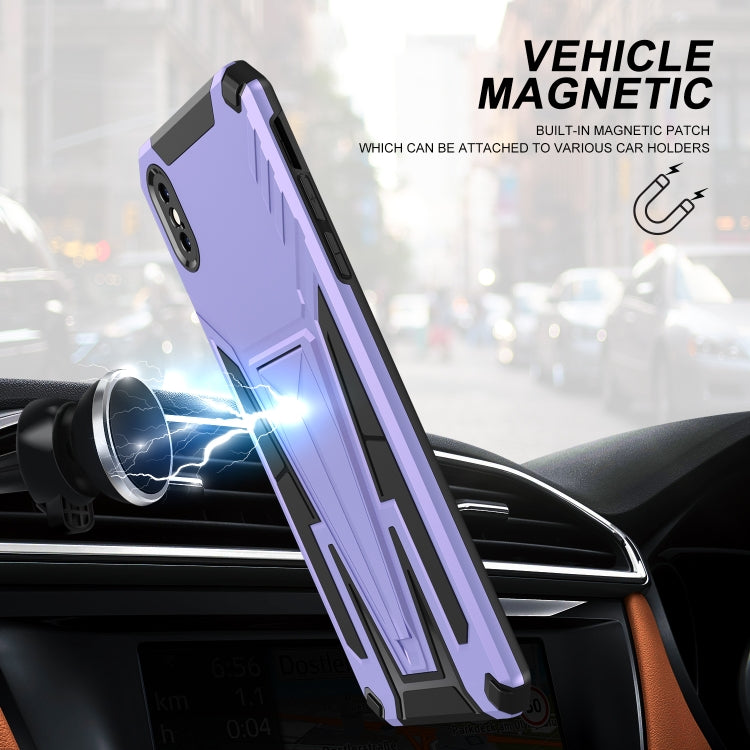 For iPhone XS Max Super V Armor PC + TPU Shockproof Case with Invisible Holder