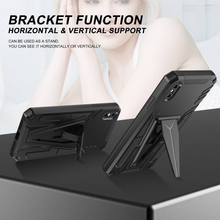 For iPhone XS Max Super V Armor PC + TPU Shockproof Case with Invisible Holder