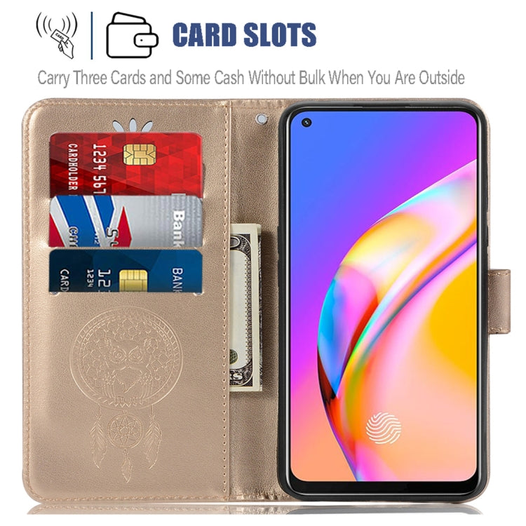 For OPPO A94 / A95 5G Wind Chime Owl Embossing Pattern Horizontal Flip Leather Case with Holder & Card Slots & Wallet