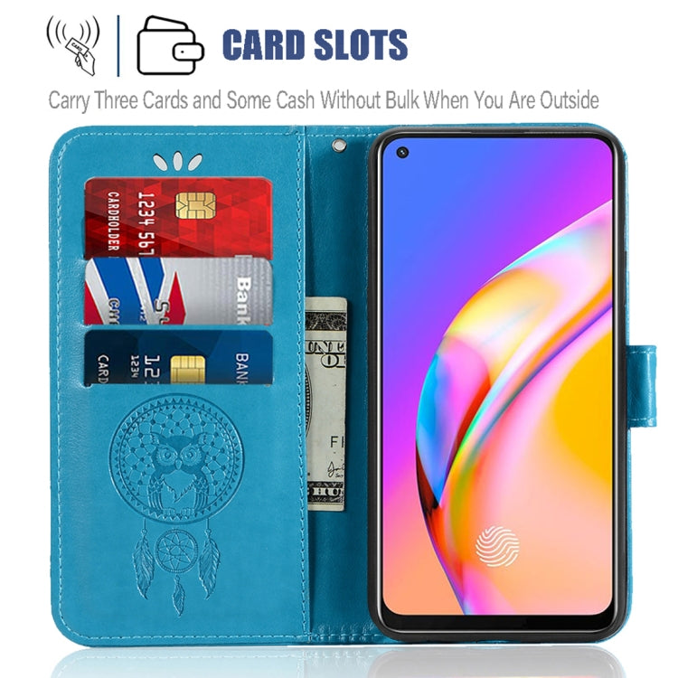 For OPPO A94 / A95 5G Wind Chime Owl Embossing Pattern Horizontal Flip Leather Case with Holder & Card Slots & Wallet