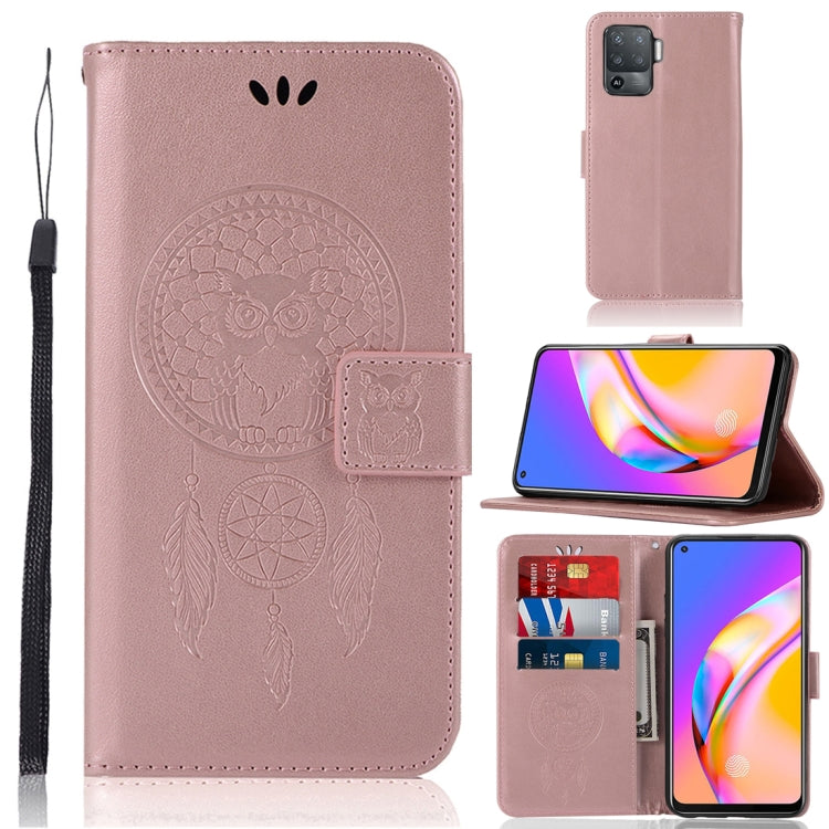 For OPPO A94 / A95 5G Wind Chime Owl Embossing Pattern Horizontal Flip Leather Case with Holder & Card Slots & Wallet