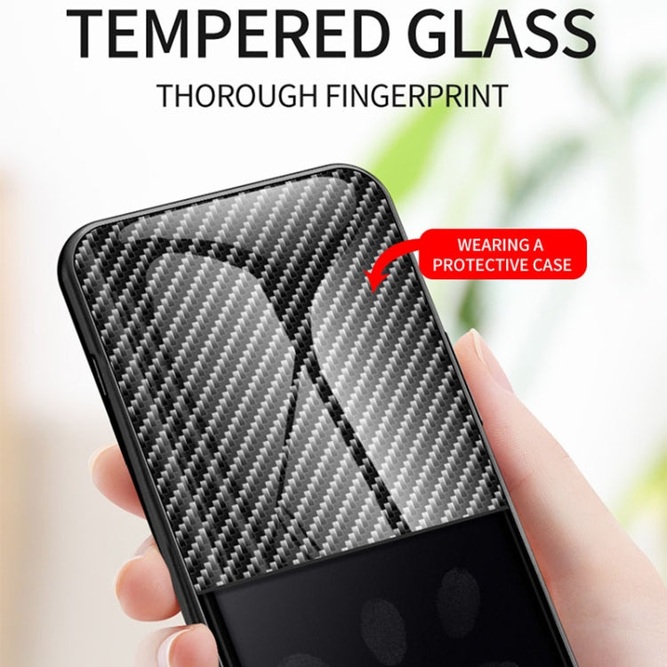 For Huawei P40 Pro Gradient Carbon Fiber Texture TPU Border Tempered Glass Case