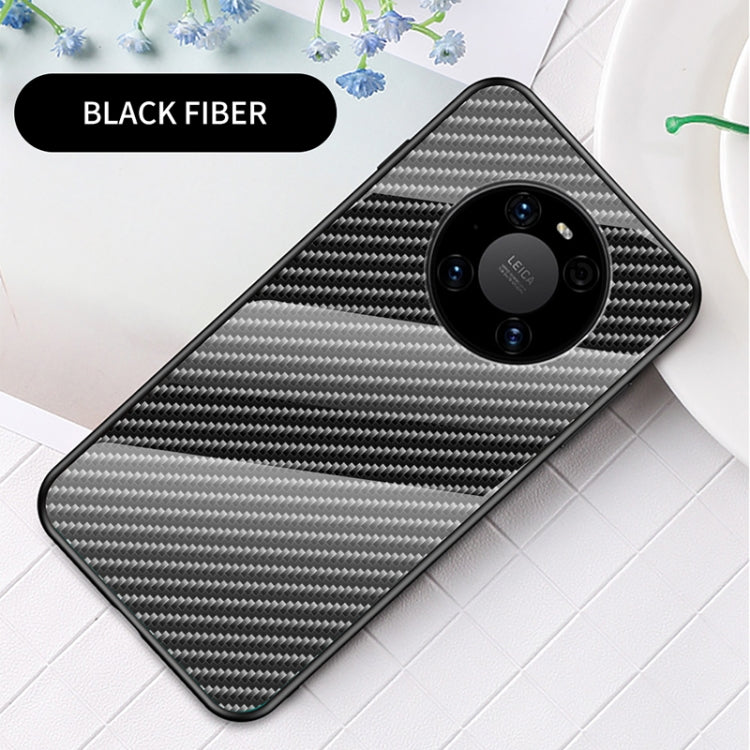 For Huawei Mate 40 Gradient Carbon Fiber Texture TPU Border Tempered Glass Case