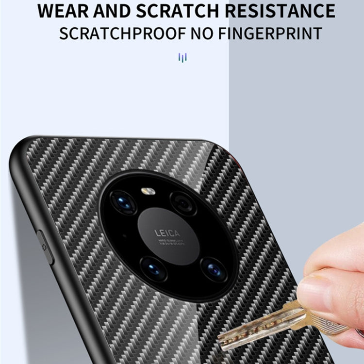 For Huawei Mate 40 Gradient Carbon Fiber Texture TPU Border Tempered Glass Case