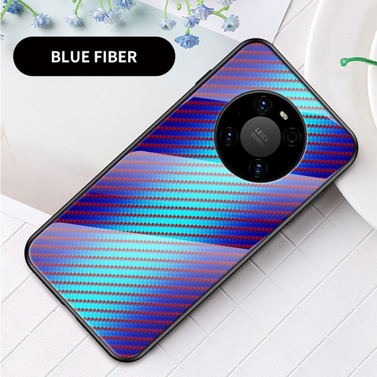 For Huawei Mate 40 Gradient Carbon Fiber Texture TPU Border Tempered Glass Case