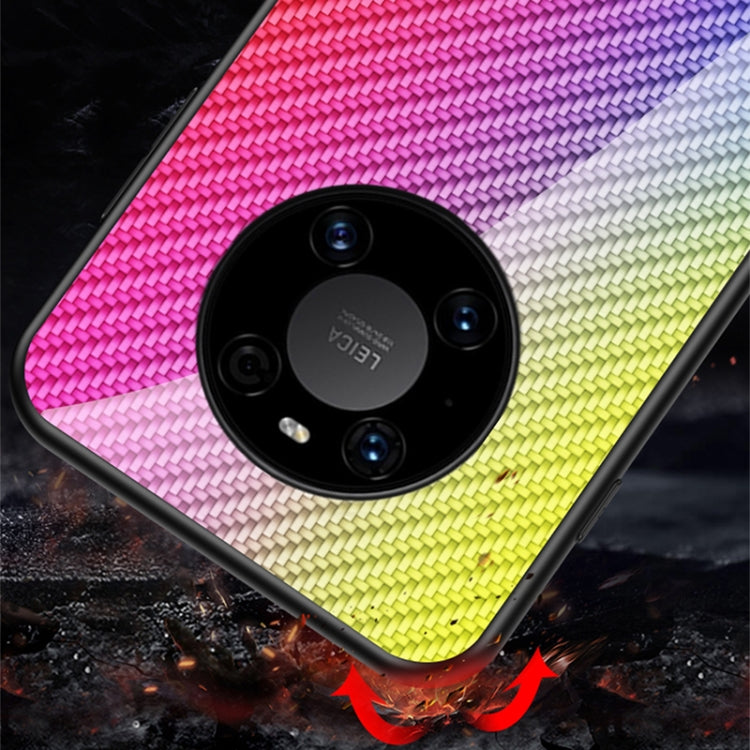 For Huawei Mate 40 Gradient Carbon Fiber Texture TPU Border Tempered Glass Case