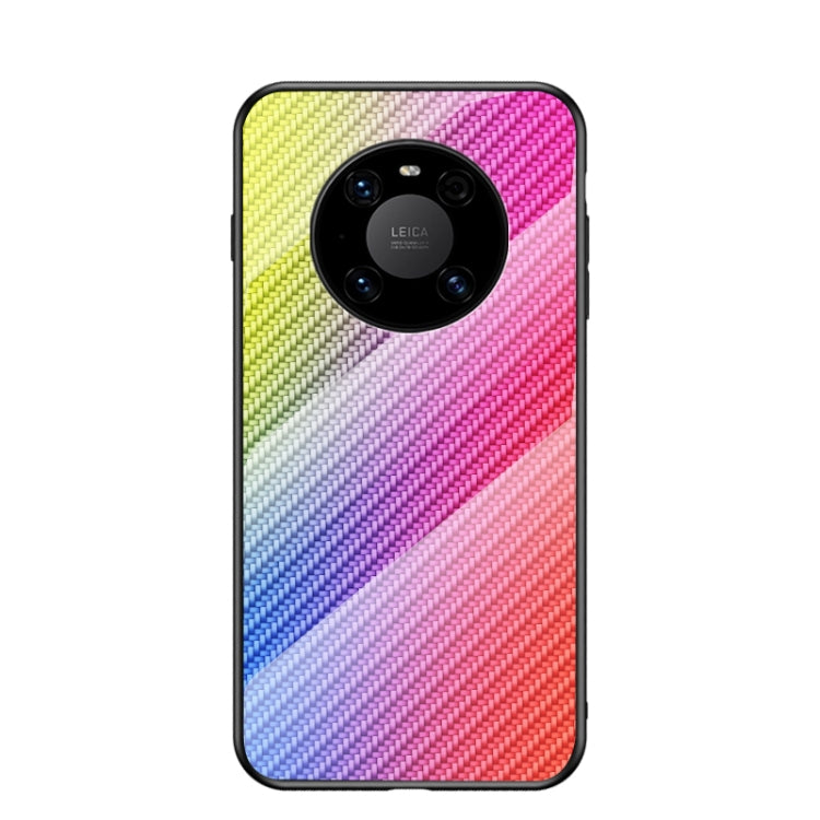 For Huawei Mate 40 Gradient Carbon Fiber Texture TPU Border Tempered Glass Case