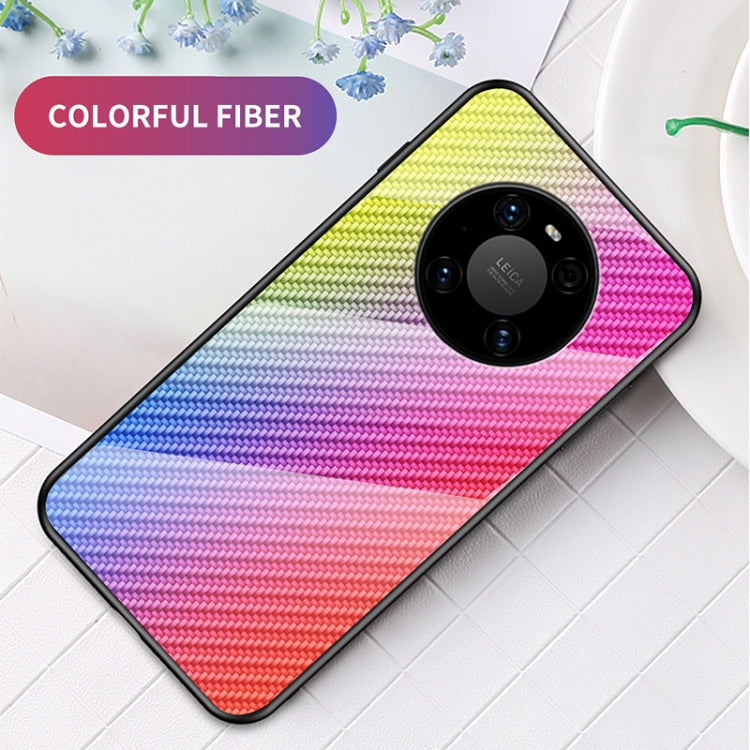 For Huawei Mate 40 Gradient Carbon Fiber Texture TPU Border Tempered Glass Case