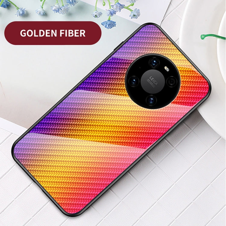 For Huawei Mate 40 Pro Gradient Carbon Fiber Texture TPU Border Tempered Glass Case