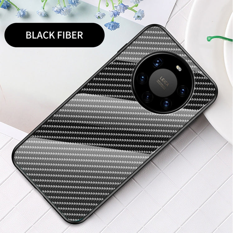 For Huawei Mate 40 Pro+ Gradient Carbon Fiber Texture TPU Border Tempered Glass Case