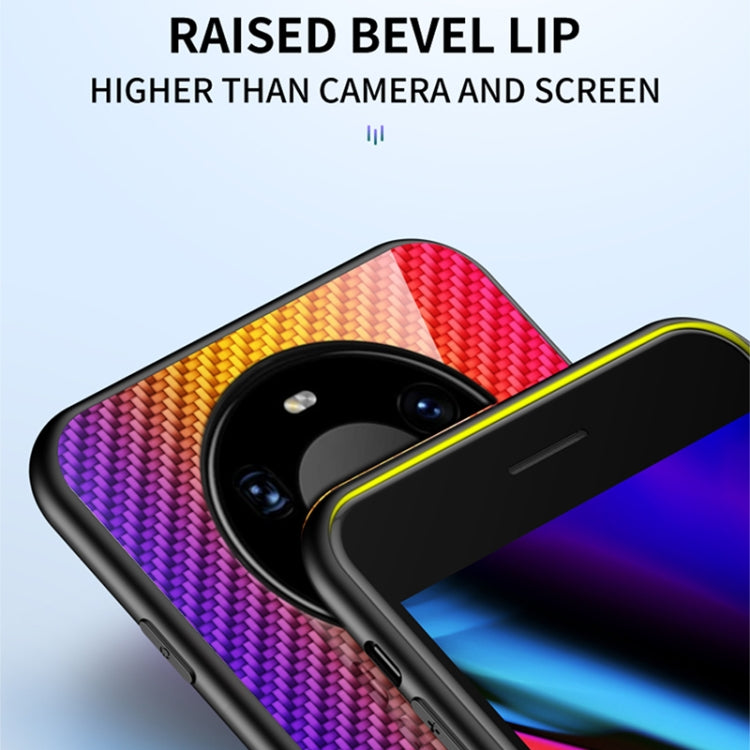 For Huawei Mate 40 Pro+ Gradient Carbon Fiber Texture TPU Border Tempered Glass Case