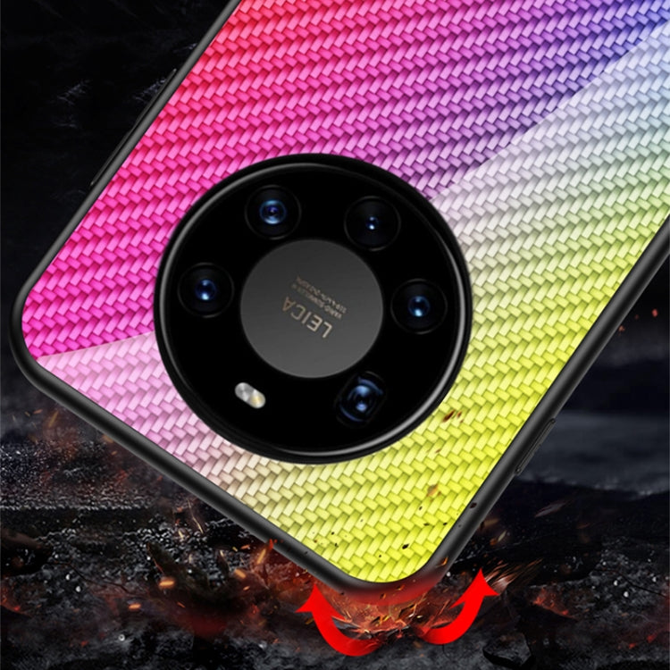 For Huawei Mate 40 Pro+ Gradient Carbon Fiber Texture TPU Border Tempered Glass Case