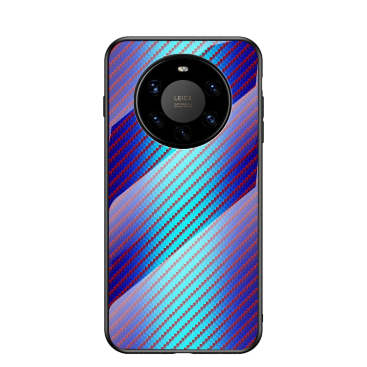 For Huawei Mate 40 Pro+ Gradient Carbon Fiber Texture TPU Border Tempered Glass Case