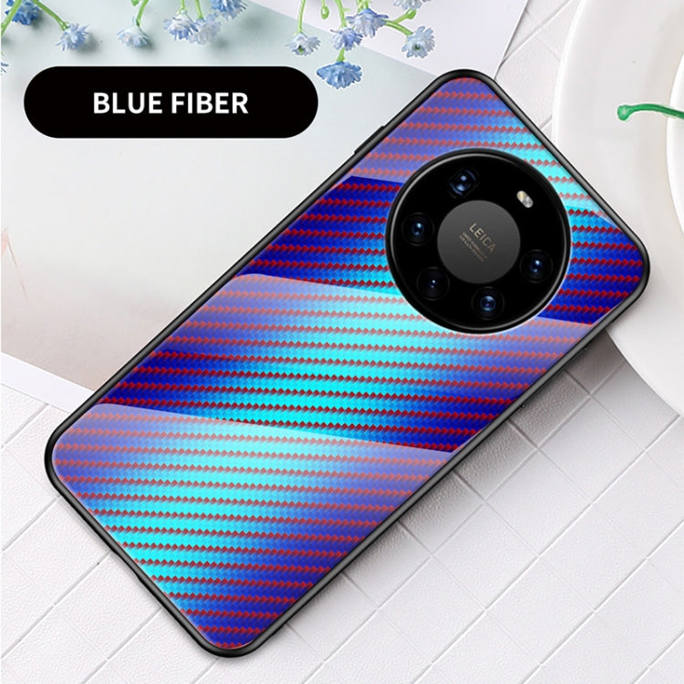 For Huawei Mate 40 Pro+ Gradient Carbon Fiber Texture TPU Border Tempered Glass Case