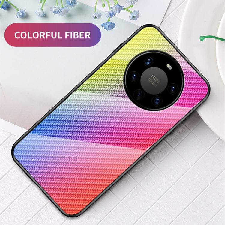 For Huawei Mate 40 Pro+ Gradient Carbon Fiber Texture TPU Border Tempered Glass Case