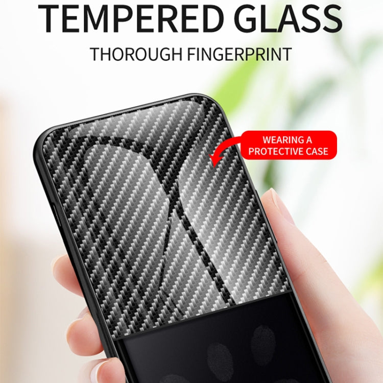 For Huawei Mate 40 Pro+ Gradient Carbon Fiber Texture TPU Border Tempered Glass Case