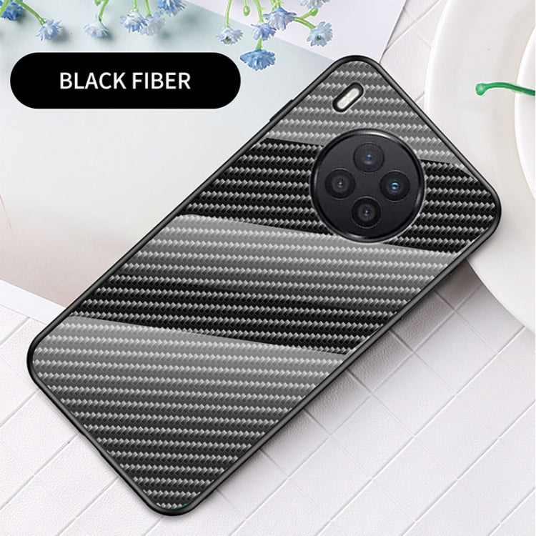 For Huawei nova 8i Gradient Carbon Fiber Texture TPU Border Tempered Glass Case