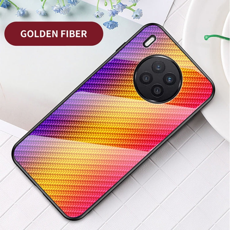 For Huawei nova 8i Gradient Carbon Fiber Texture TPU Border Tempered Glass Case