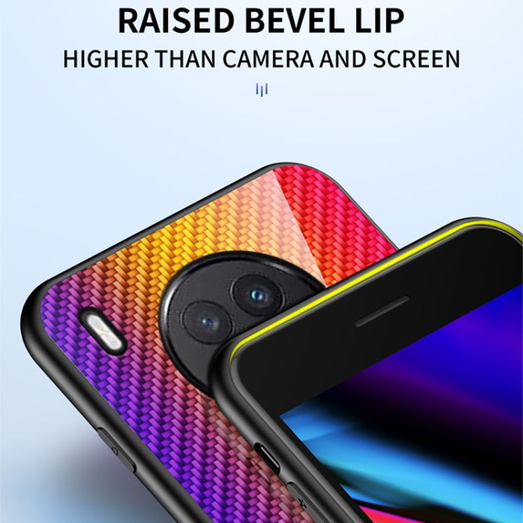 For Huawei nova 8i Gradient Carbon Fiber Texture TPU Border Tempered Glass Case