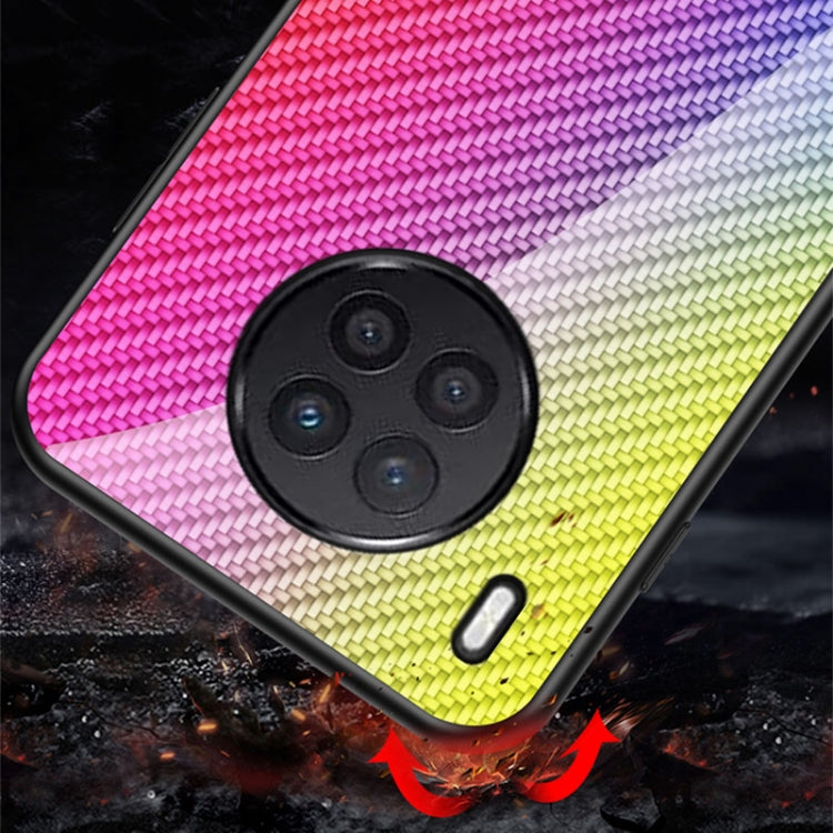 For Huawei nova 8i Gradient Carbon Fiber Texture TPU Border Tempered Glass Case