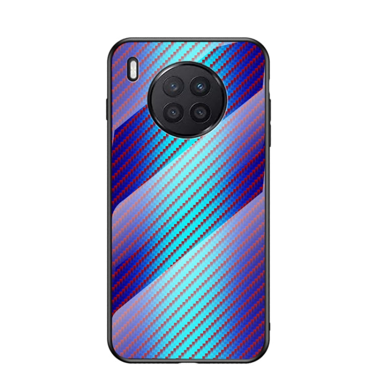 For Huawei nova 8i Gradient Carbon Fiber Texture TPU Border Tempered Glass Case
