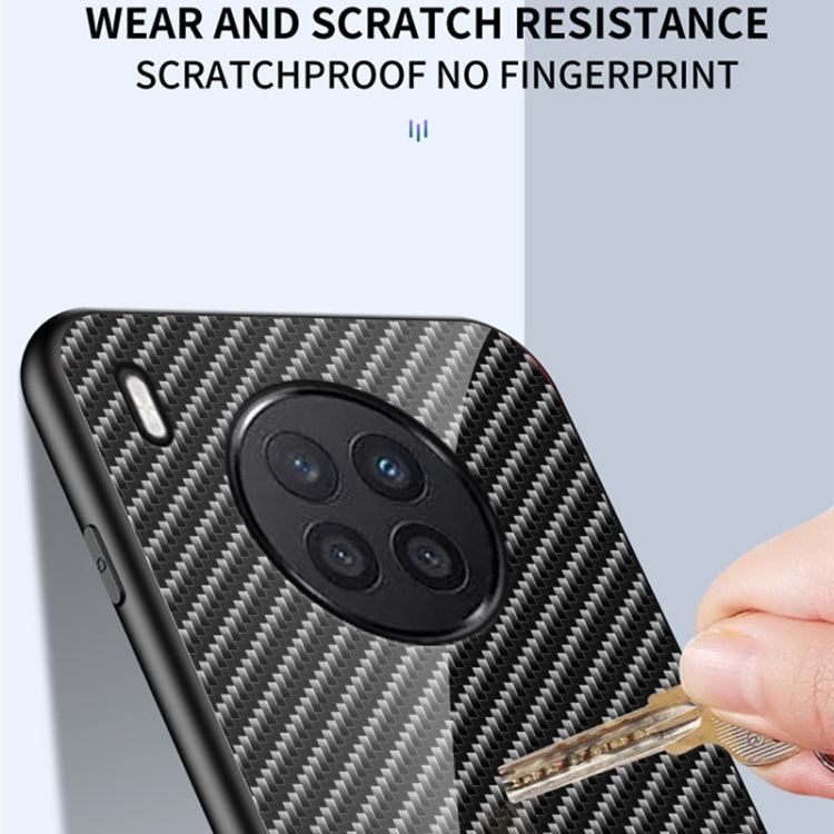 For Huawei nova 8i Gradient Carbon Fiber Texture TPU Border Tempered Glass Case