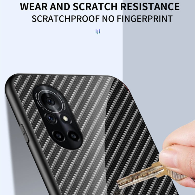 For Huawei nova 8 Gradient Carbon Fiber Texture TPU Border Tempered Glass Case