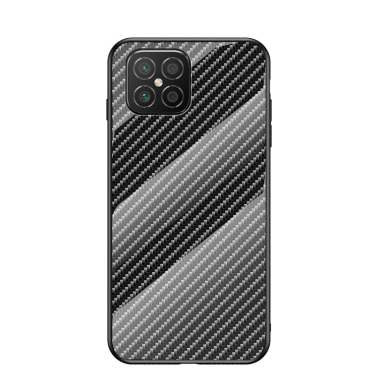 For Huawei nova 8 SE Gradient Carbon Fiber Texture TPU Border Tempered Glass Case