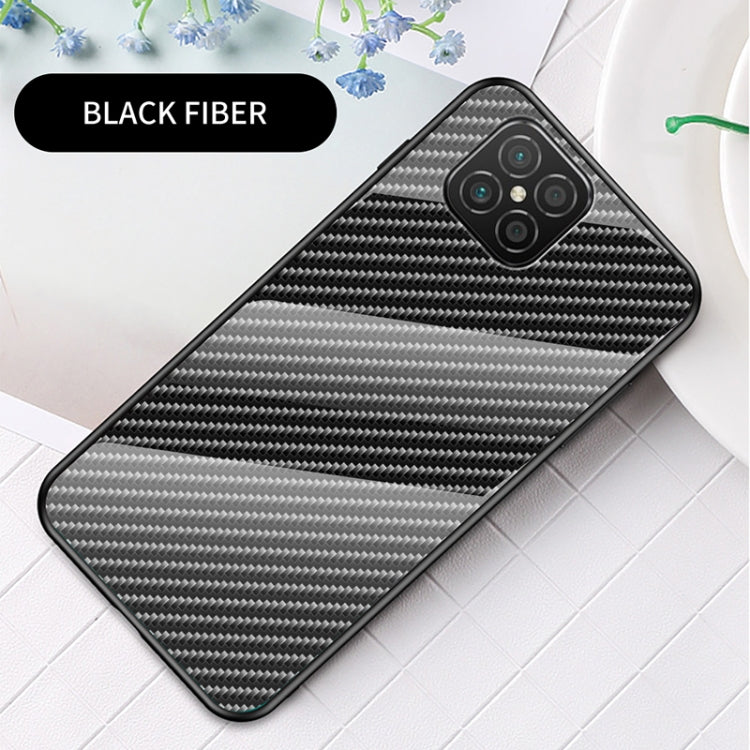 For Huawei nova 8 SE Gradient Carbon Fiber Texture TPU Border Tempered Glass Case