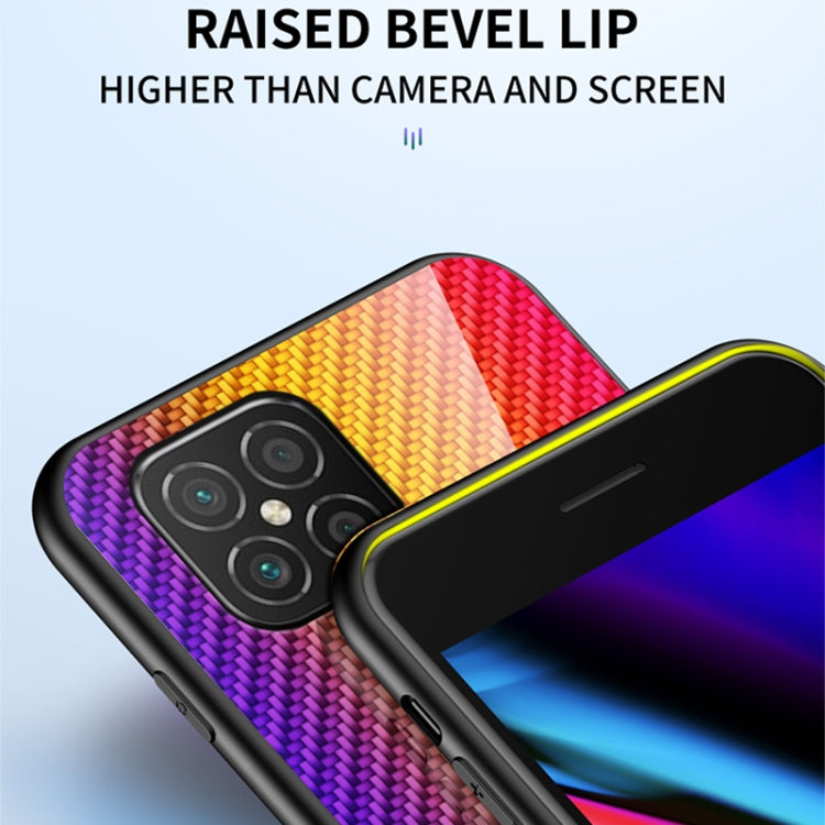 For Huawei nova 8 SE Gradient Carbon Fiber Texture TPU Border Tempered Glass Case