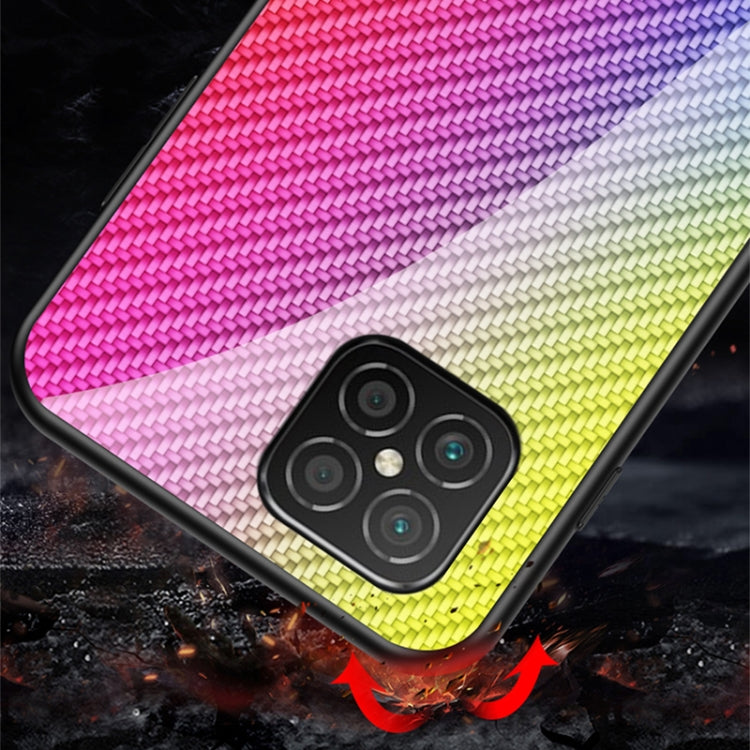 For Huawei nova 8 SE Gradient Carbon Fiber Texture TPU Border Tempered Glass Case