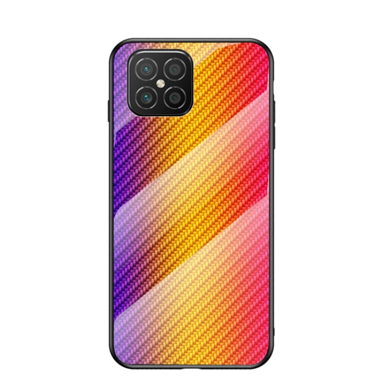 For Huawei nova 8 SE Gradient Carbon Fiber Texture TPU Border Tempered Glass Case