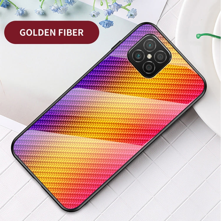 For Huawei nova 8 SE Gradient Carbon Fiber Texture TPU Border Tempered Glass Case